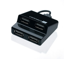 CONNECT IT STEP USB hub černá / 4x USB