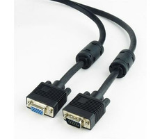 Gembird SVGA prodlužovací kabel 15m->15f / dvojité stínění s ferity / 1.8m / černý