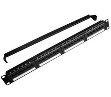 Gembird NPP-C524CM-001 / patch panel 19" / 24 port 1U cat.5e / se zadní organizací kabelů / černý