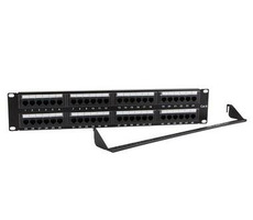 Gembird NPP-C648CM-001 / patch panel 19" / 48 port 2U cat.6e / se zadní organizací kabelů / černý