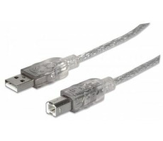 Manhattan Hi-Speed USB 2.0  kabel A-B M/M / 3m / stříbrný