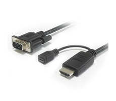 PremiumCord Kabelový převodník HDMI na VGA s napájecím micro USB konektorem / černý