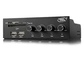 DEEPCOOL ROCKMASTER / regulátor ventilátorů do  5.25" pozice / čtečka karet / USB / černá