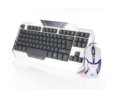 E-BLUE Auroza Set / Klávesnice+myš / herní drátový set / USB / US / bílá