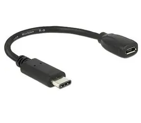 DeLock adapter kabel USB Typ-C™ 2.0 samec > USB 2.0 typ Micro-B samice / 15 cm / černý