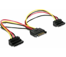 C-TECH Kabel SATA napájecí na 2x SATA 90° / rozdvojka / 15cm