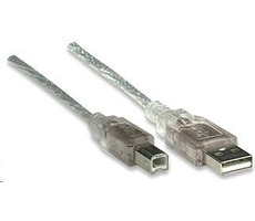 Manhattan Kabel USB 2.0 A-B / propojovací / 5m / stříbrný