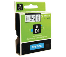 Dymo originální páska do tiskárny štítků, Dymo, 45013, S0720530, černý tisk/bílý podklad, 7m, 12mm, D1
