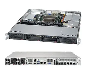 SUPERMICRO 1U server (SYS-5019S-MR) / 1x LGA1151 / iC236 / 4x DDR4 ECC / 4x 3.5" HS SATA3 / 2x400W (80+ Platinum) / IPMI