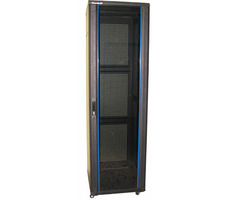 XtendLan TELCO-42U-810-BLACK-P 19" rozvaděč / výška 42U / 800 x 1000 / perforované skleněné dveře