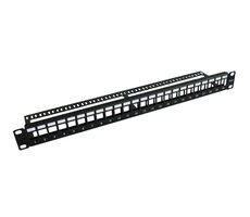 MicroConnect Prázdný kovový patch panel 24 portů pro 1U rack 19" bez kabelového manažeru černá