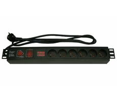 XtendLan ZASUVKA6N-VM-19 / Rozvodný panel 19" / 6x 230V / nadproudová ochrana / měření spotřeby