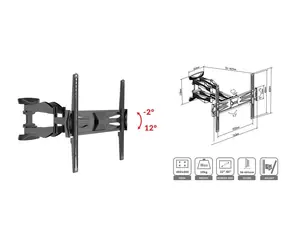 ECG LD 326001 černá / nástěnný držák na televize 32"-60" / VESA 400 x 400 / vzdálenost od zdi 56-465 mm / do 30 kg 