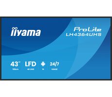 43" IIYAMA ProLite LH4364UHS-B1AG / 3840x2160 / VA / 16:9 / 6.5ms / 4000:1 / 500cd-m2 / HDMI / USB-C / VESA