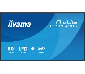 50" IIYAMA ProLite LH5064UHS-B1AG černá / LED / IPS / 3840 x 2160 / 16:9 / 6.5 ms / 1200:1 / 500cd-m2 / VESA