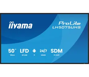 50" IIYAMA ProLite LH5075UHS-B2AG černá / LED / VA / 3840 x 2160 / 16:9 / 9.5 ms / 5000:1 / 500cd-m2 / VESA