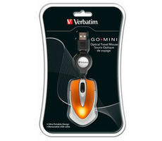 Verbatim Go Mini oranžová / optická myš / 1000DPI / 3tlačítka / 1 kolečko / drátová (USB)