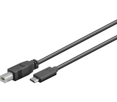MicroConnect Propojovací kabel USB-C 3.1 M - USB-B 2.0 M / 480 Mbit/s / 1m / černá