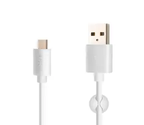 FIXED Datový a nabíjecí kabel s konektorem USB-C USB 2.0 bílá / 3A / držák a stahovací pásek v balení