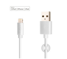 FIXED Datový a nabíjecí kabel s konektorem Lightning bílá / 2.4A / držák a stahovací pásek v balení / doprodej