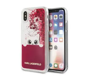 Karl Lagerfeld Peek a Boo Liquid Glitter Pouzdro pro Apple iPhone X červená