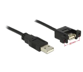 DeLock kabel USB 2.0 Type-A samec > USB 2.0 Type-A samice přišroubovatelná 1 m