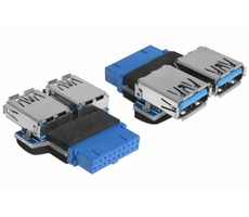 DeLock adaptér USB 3.0 pin konektor samice > 2 x USB 3.0 samice – vedle sebe