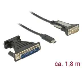 DeLock adaptér USB Type-C > 1 x Sériový DB9 RS-232 + Adaptér DB25