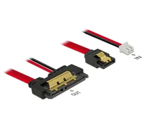 DeLock kabel SATA 7 pin samice + 2 pin napájecí samice > SATA 22 pin samice / přímý (5 V) / kovový / 30 cm