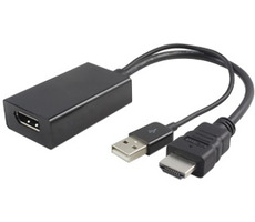 MicroConnect Adaptér HDMI 1.4 - DisplayPort 1.2 M-F / 3840x2160@30Hz / Aktivní / s USB napájením / 0.3m  / černá