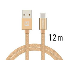 SWISSTEN TEXTILE datový kabel USB - USB-C 1.2m zlatá