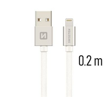 SWISSTEN TEXTILE datový kabel USB - Lightning 0.2m stříbrná
