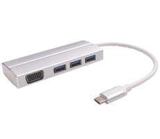 PremiumCord Adaptér USB 3.1 Type-C male - VGA female / 3x USB 3.0 / aluminum