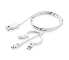 CellularLine USB kabel se třemi adaptéry Lightning + Micro USB + USB-C bílá