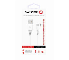 SWISSTEN datový kabel USB - microUSB 1.5m bílá / 9 mm