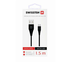 SWISSTEN datový kabel USB - microUSB (6.5mm) 1.5m černá 