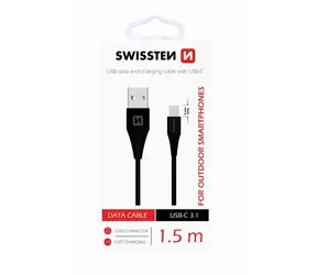 SWISSTEN datový kabel USB - USB-C 3.1 (9mm) černá 1.5m 