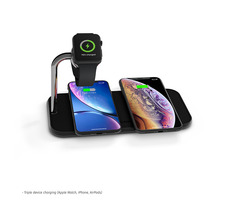 ZENS Dual+Watch Aluminium Wireless černá / bezdrátová nabíječka / Qi certified / pro 2 telefony + Apple Watch / 20W