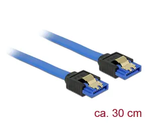 Delock Kabel SATA 6 Gb/s samice přímá > SATA samice přímá 30 cm modrá  / se zlatými sponami