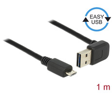 Delock Kabel EASY-USB 2.0 Typ-A samec pravoúhlý nahoru > USB 2.0 Typ Micro-B samec 1 m černá
