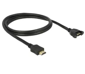Delock kabel HDMI A samec > HDMI A samice přišroubovatelná  1 m černá