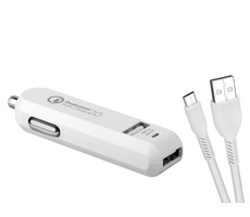AVACOM CarMAX 2 nabíječka do auta (microUSB) bílá / 2x Qualcomm Quick Charge 2.0 / microUSB kabel