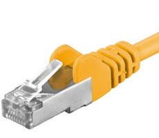 PremiumCord SFTP CAT6A 0.5m žlutá / Patch kabel / RJ45-RJ45