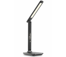 IMMAX LED stolní lampička Kingfisher 9W černá / 450lm / DC 12V / 1.0A / 3 barvy světla / sklápěcí rameno / USB