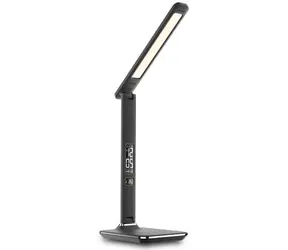 IMMAX LED stolní lampička Kingfisher 9W černá / 450lm / DC 12V / 1.0A / 3 barvy světla / sklápěcí rameno / USB