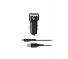 Cellularline Tetra Force 18W černá / Set USB autonabíječky a odolného USB-C kabelu / Qualcomm Quick Charge 3.0