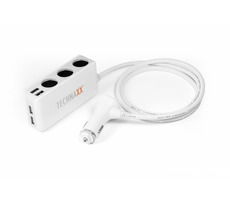 Technaxx nabíječka do auta bílá / 4x USB / 3x zásuvka