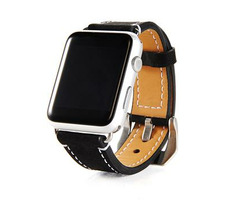 Tactical Genuine Kožený Pásek pro Apple Watch 1 & 2 & 3 42mm černá