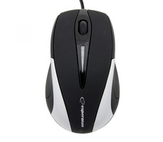 Esperanza EM102S Sirius černo-stříbrná / optická myš / 800 DPI / USB / 3 tlačítka + kolečko / blister