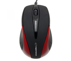 Esperanza EM102R Sirius černo-červená / optická myš / 800 DPI / USB / 3 tlačítka + kolečko / blister